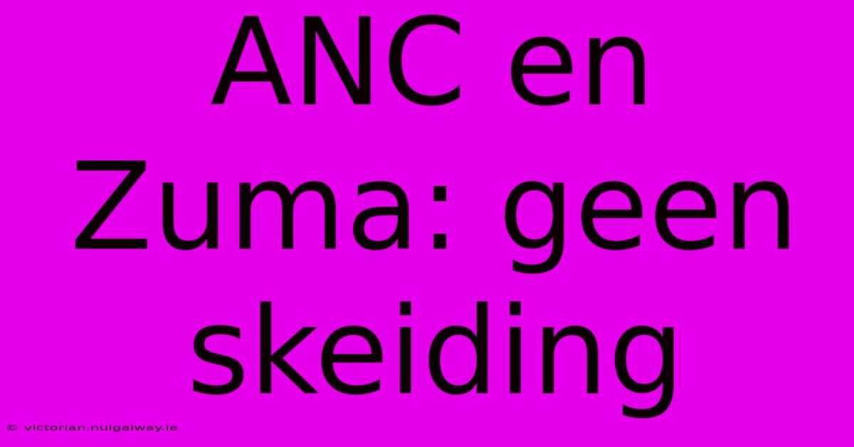 ANC En Zuma: Geen Skeiding