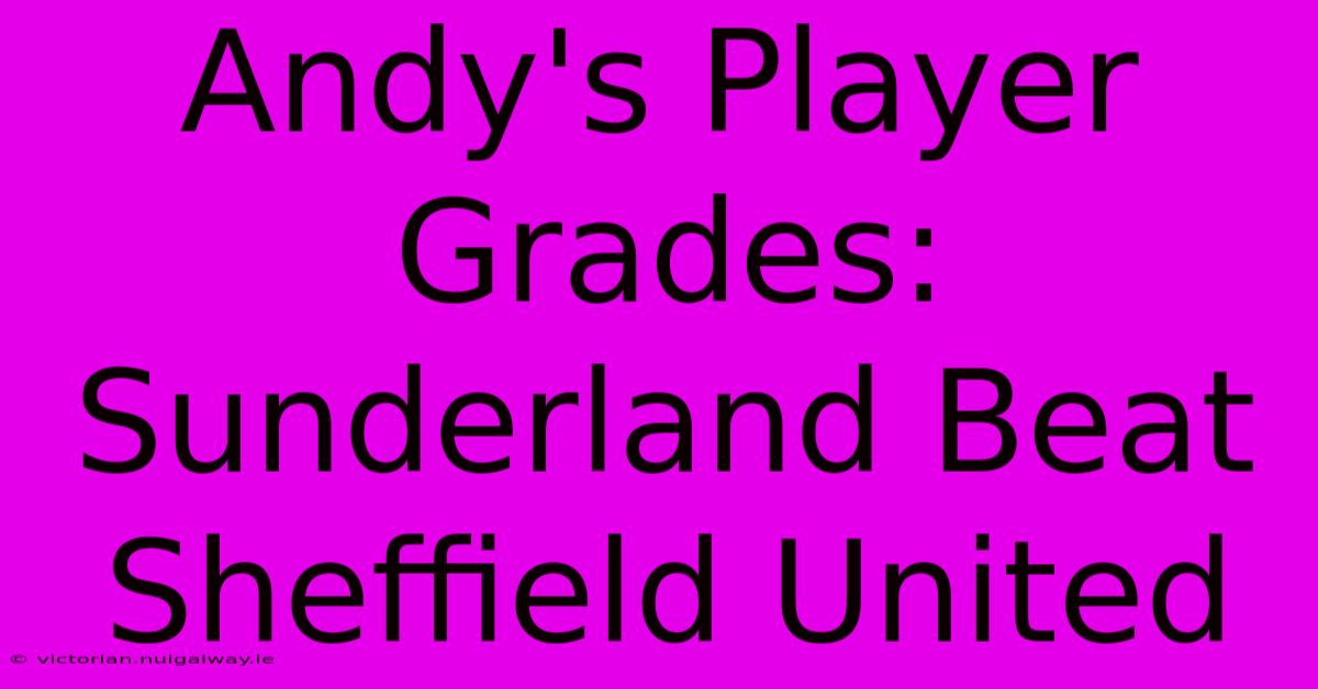 Andy's Player Grades: Sunderland Beat Sheffield United