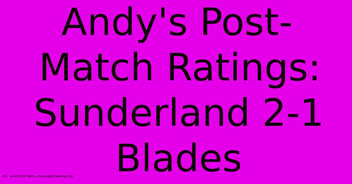 Andy's Post-Match Ratings: Sunderland 2-1 Blades