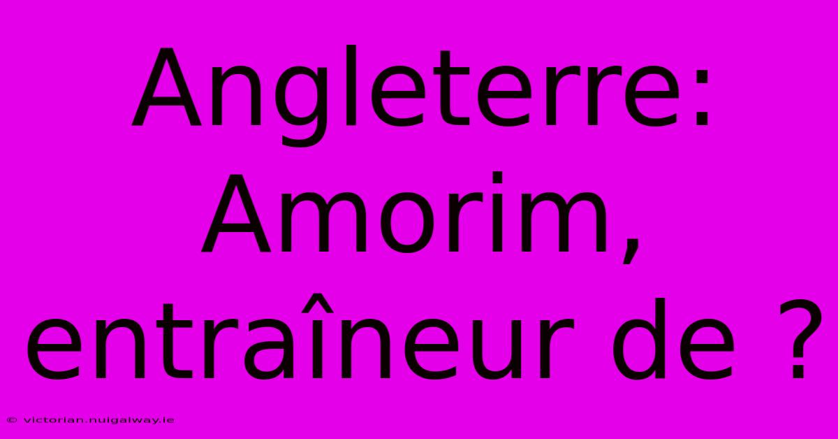 Angleterre: Amorim, Entraîneur De ?