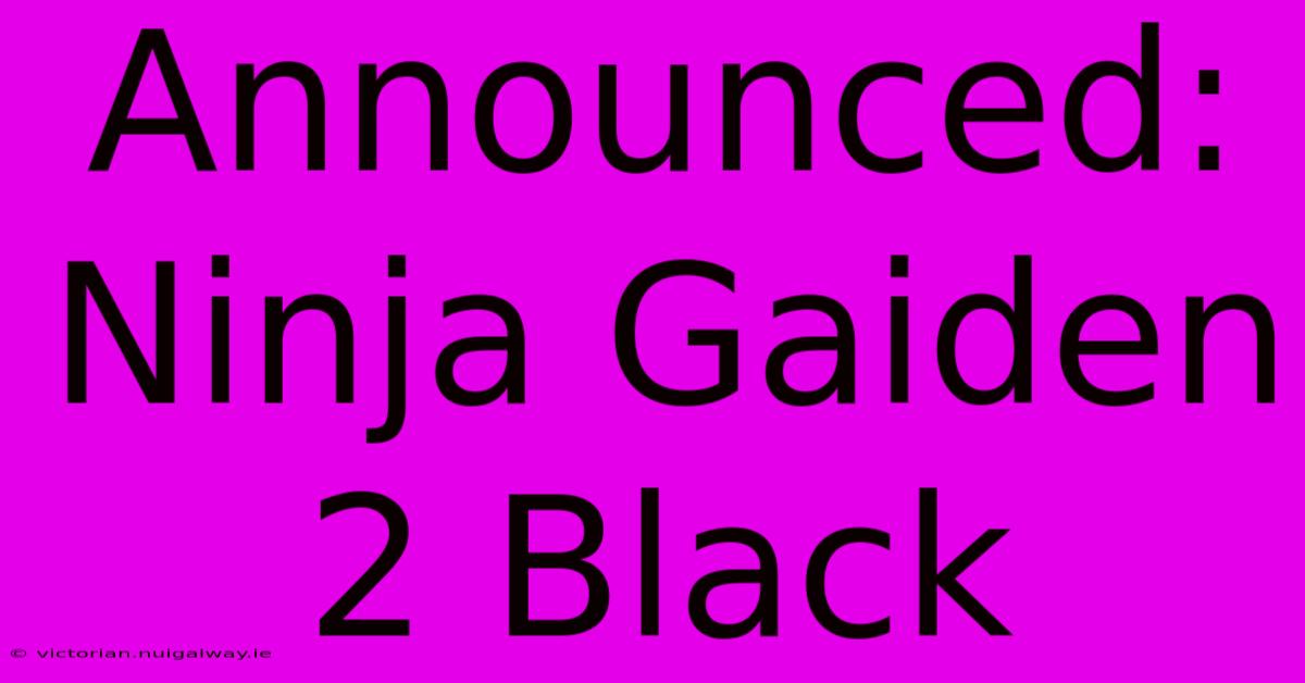 Announced: Ninja Gaiden 2 Black