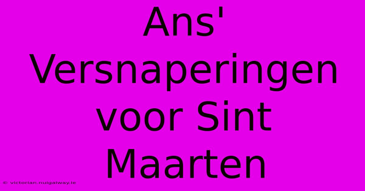 Ans' Versnaperingen Voor Sint Maarten