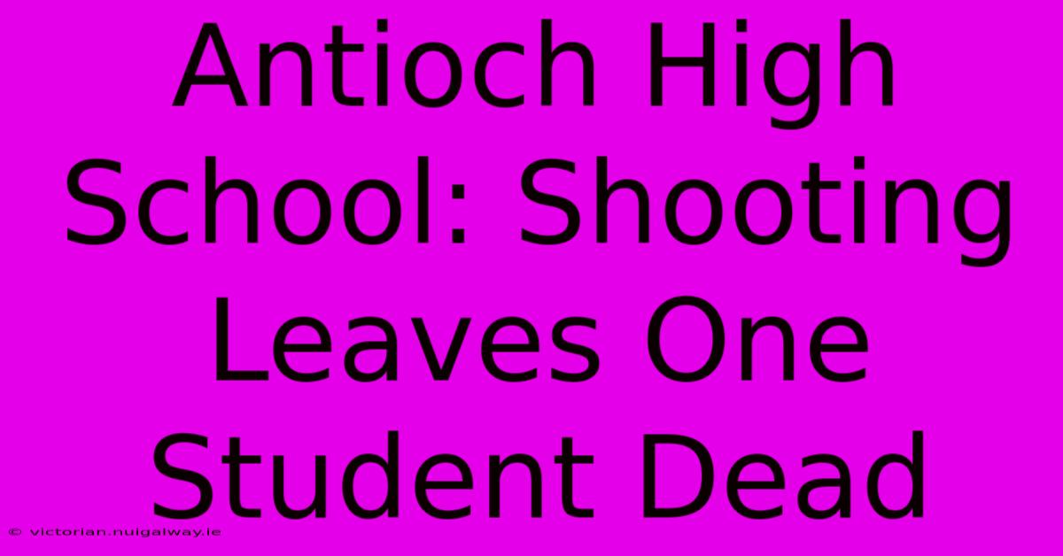 Antioch High School: Shooting Leaves One Student Dead