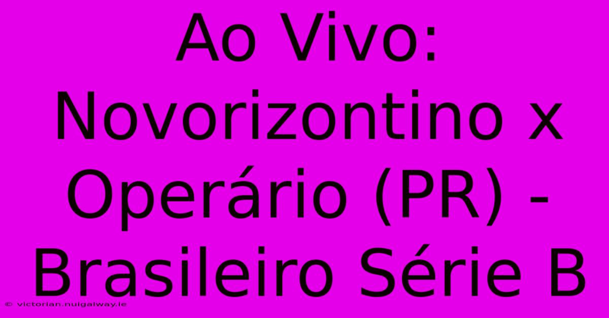 Ao Vivo: Novorizontino X Operário (PR) - Brasileiro Série B