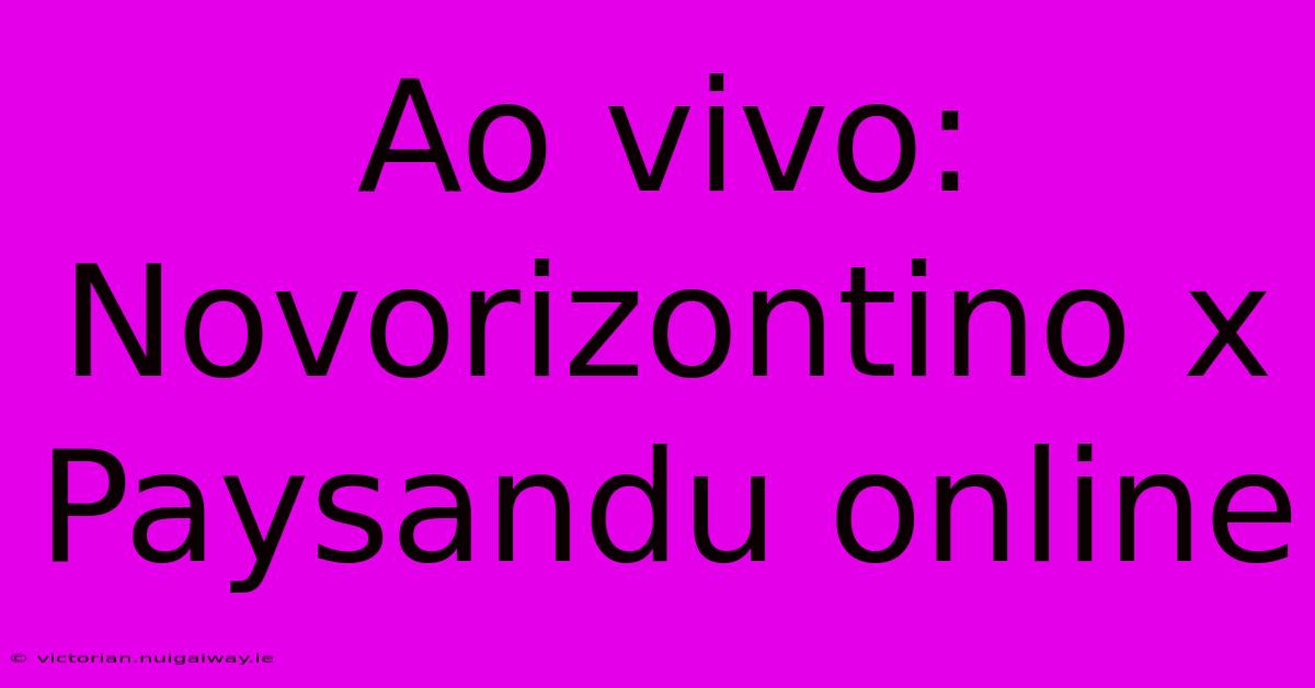 Ao Vivo: Novorizontino X Paysandu Online