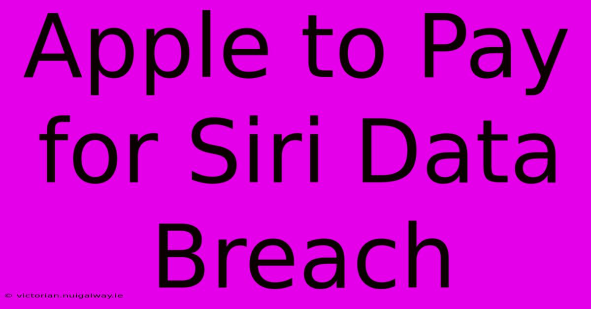 Apple To Pay For Siri Data Breach