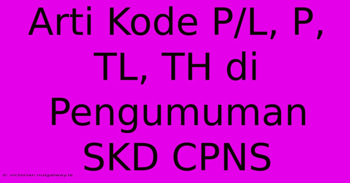 Arti Kode P/L, P, TL, TH Di Pengumuman SKD CPNS