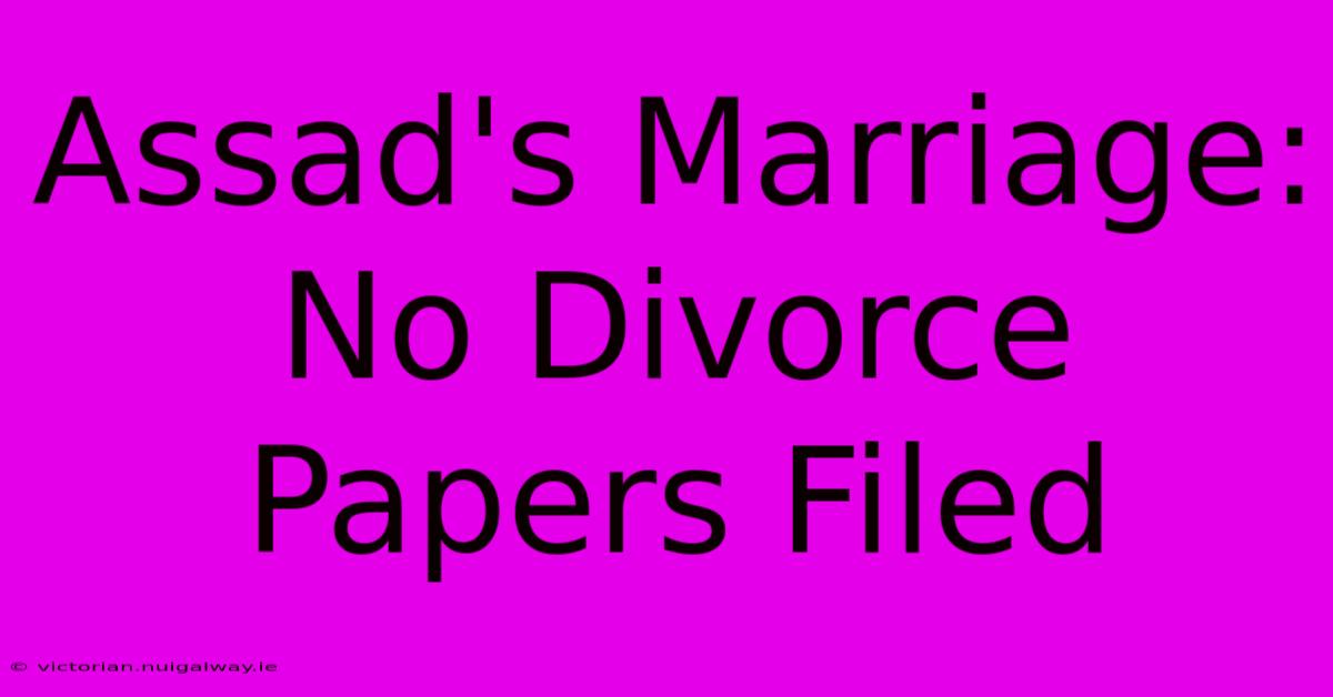 Assad's Marriage: No Divorce Papers Filed