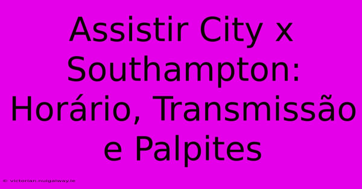 Assistir City X Southampton: Horário, Transmissão E Palpites