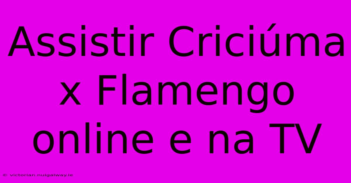 Assistir Criciúma X Flamengo Online E Na TV