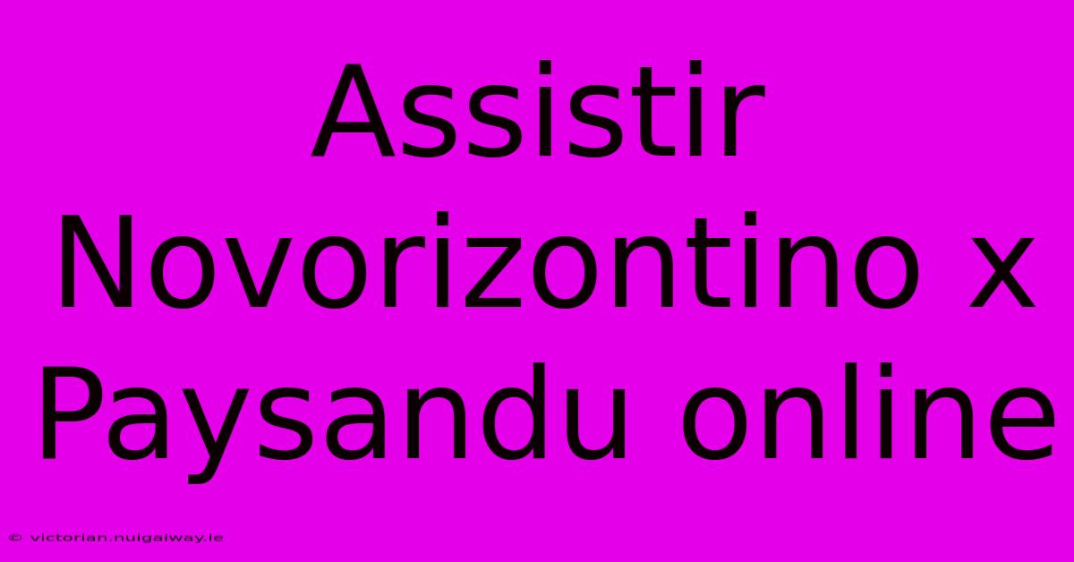 Assistir Novorizontino X Paysandu Online