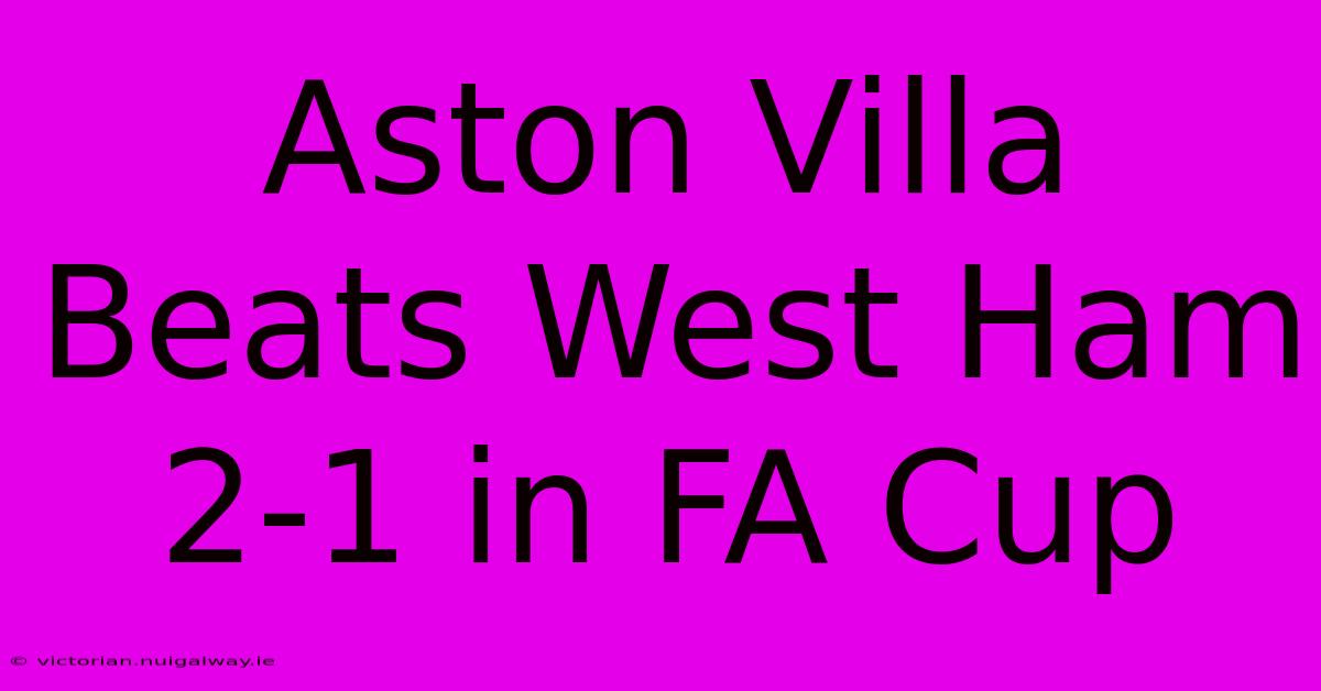 Aston Villa Beats West Ham 2-1 In FA Cup