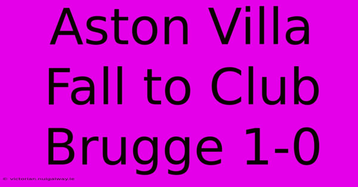 Aston Villa Fall To Club Brugge 1-0