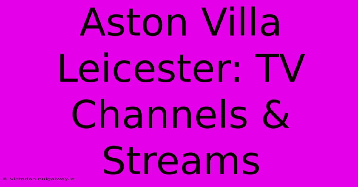 Aston Villa Leicester: TV Channels & Streams