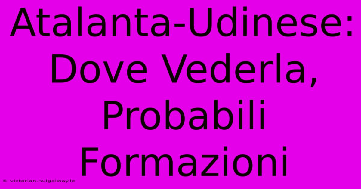 Atalanta-Udinese: Dove Vederla, Probabili Formazioni