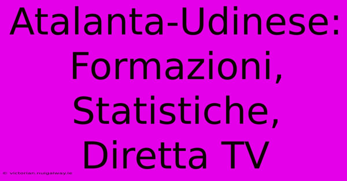 Atalanta-Udinese: Formazioni, Statistiche, Diretta TV