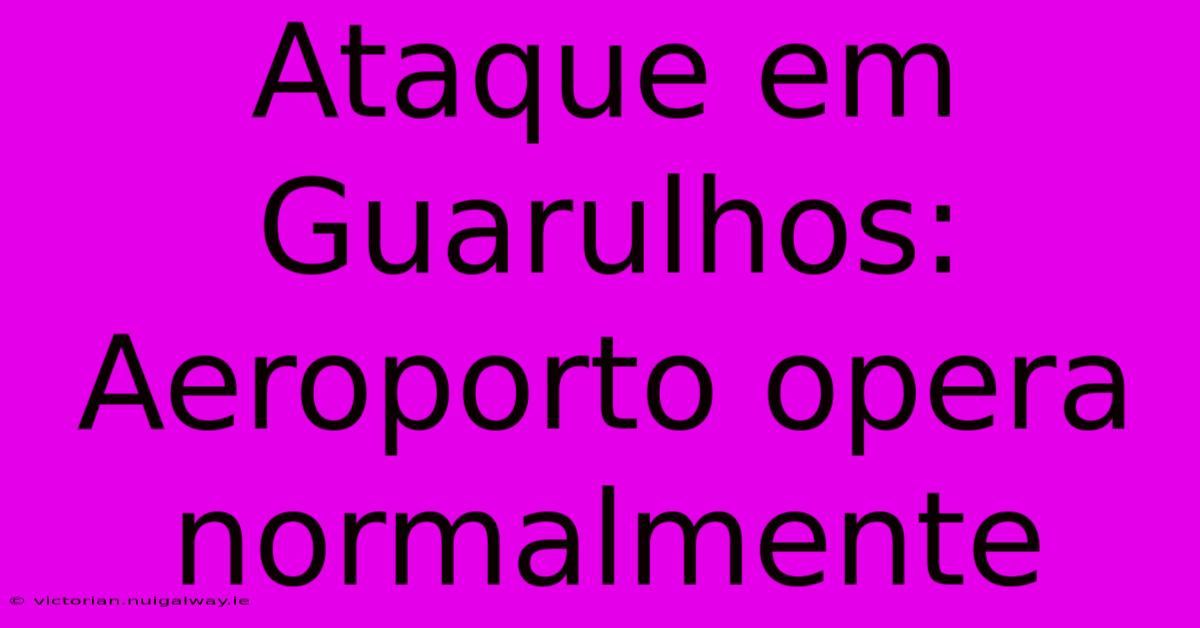 Ataque Em Guarulhos: Aeroporto Opera Normalmente