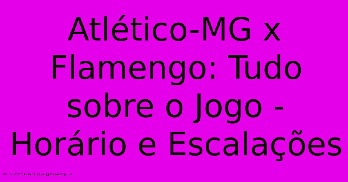 Atlético-MG X Flamengo: Tudo Sobre O Jogo - Horário E Escalações 