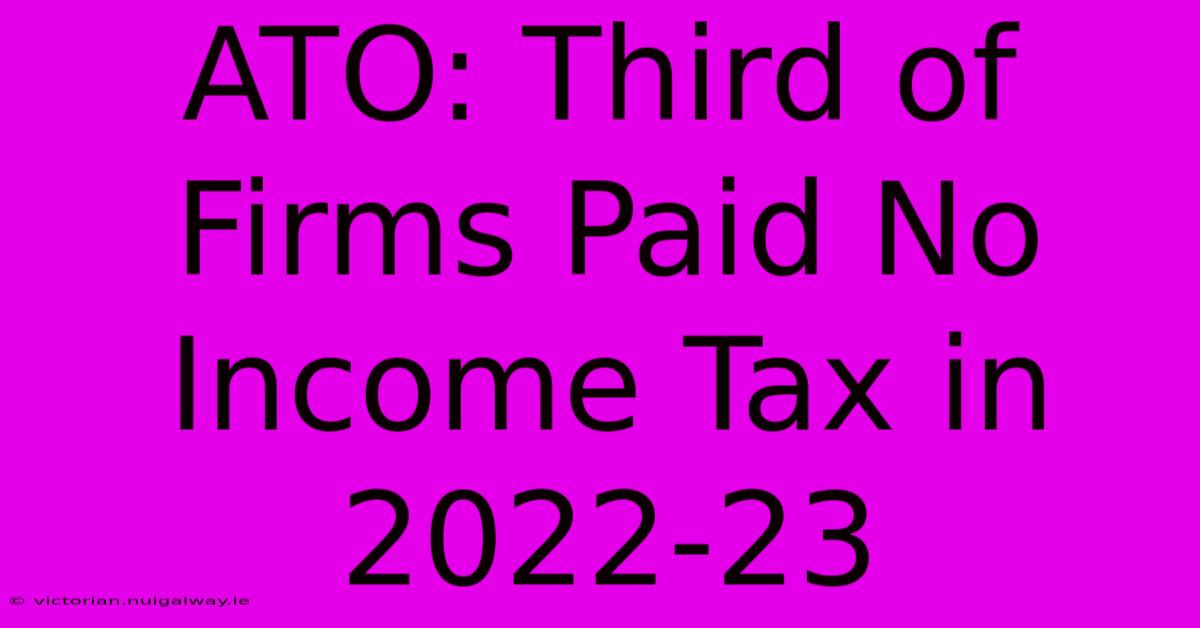 ATO: Third Of Firms Paid No Income Tax In 2022-23