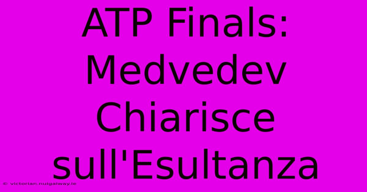 ATP Finals: Medvedev Chiarisce Sull'Esultanza 