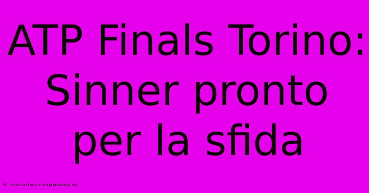 ATP Finals Torino: Sinner Pronto Per La Sfida 