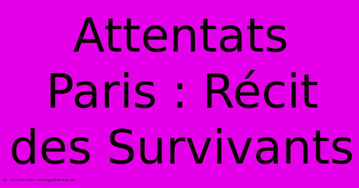 Attentats Paris : Récit Des Survivants