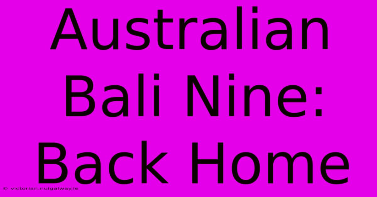 Australian Bali Nine: Back Home