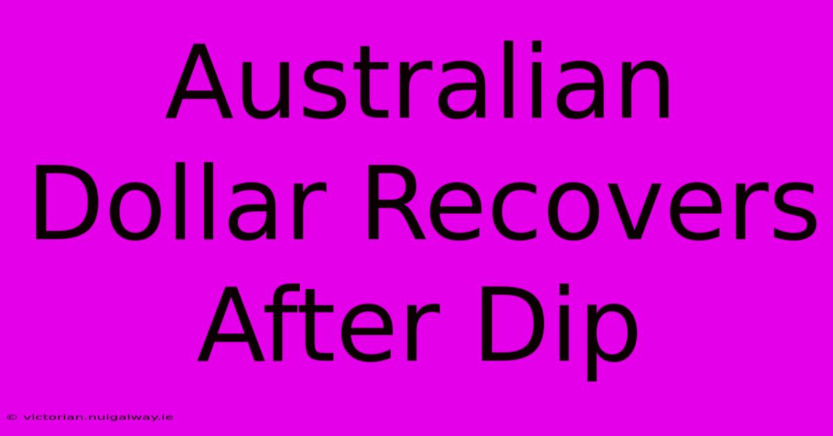 Australian Dollar Recovers After Dip