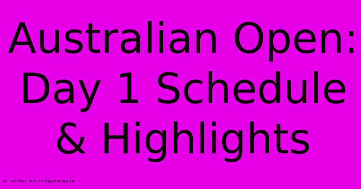 Australian Open: Day 1 Schedule & Highlights