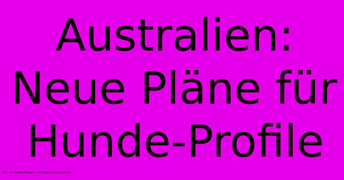 Australien: Neue Pläne Für Hunde-Profile