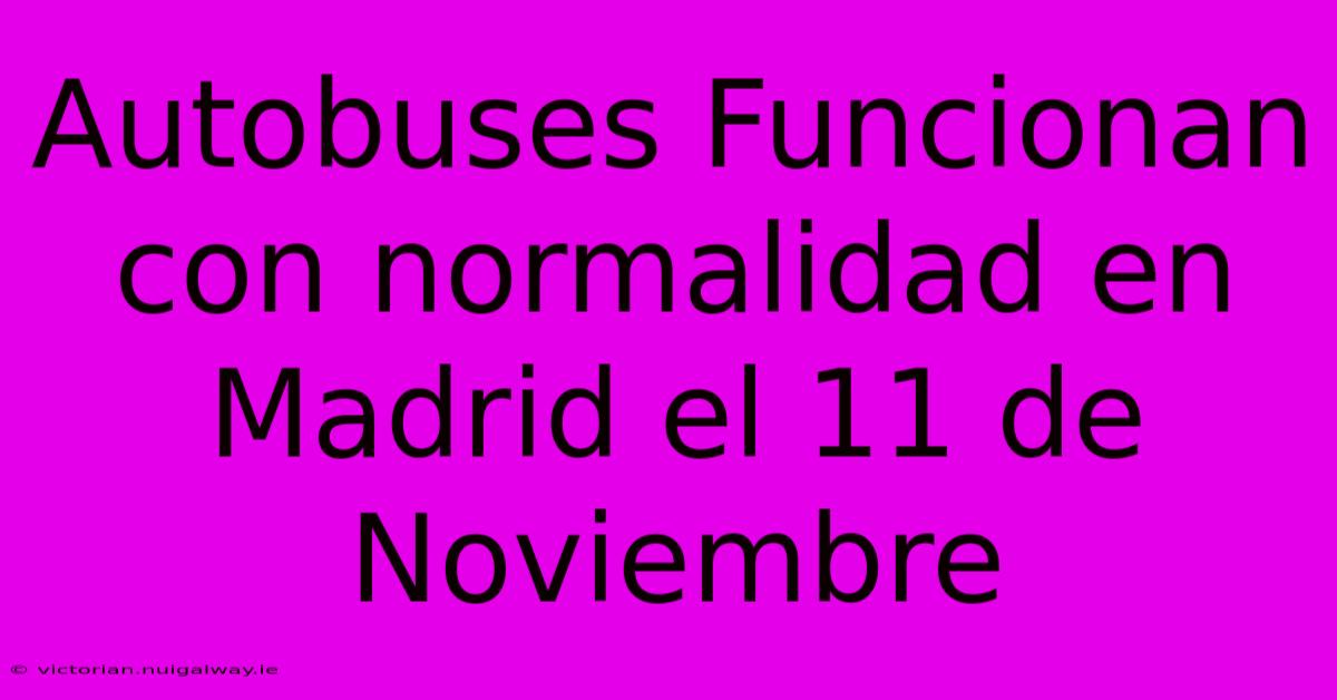 Autobuses Funcionan Con Normalidad En Madrid El 11 De Noviembre