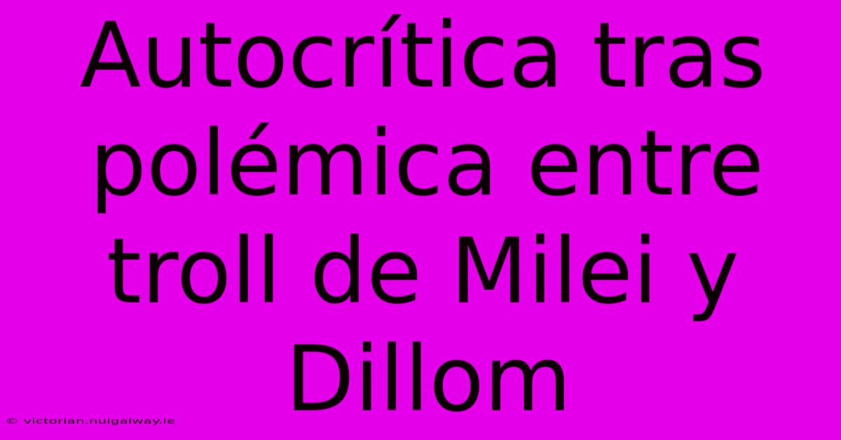 Autocrítica Tras Polémica Entre Troll De Milei Y Dillom