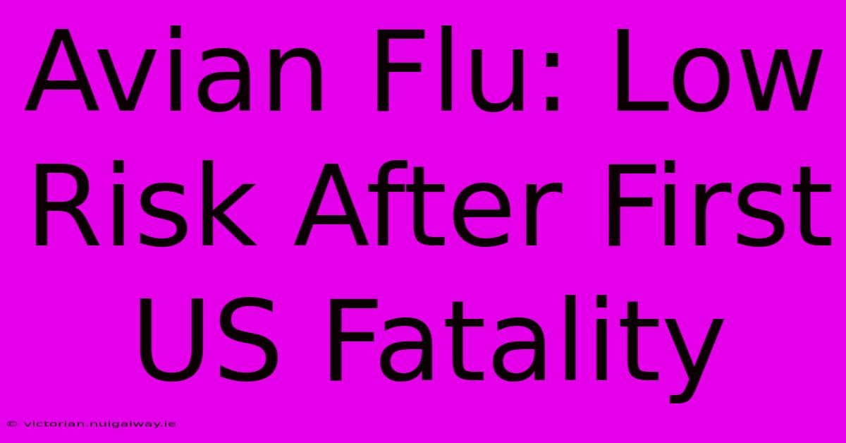 Avian Flu: Low Risk After First US Fatality