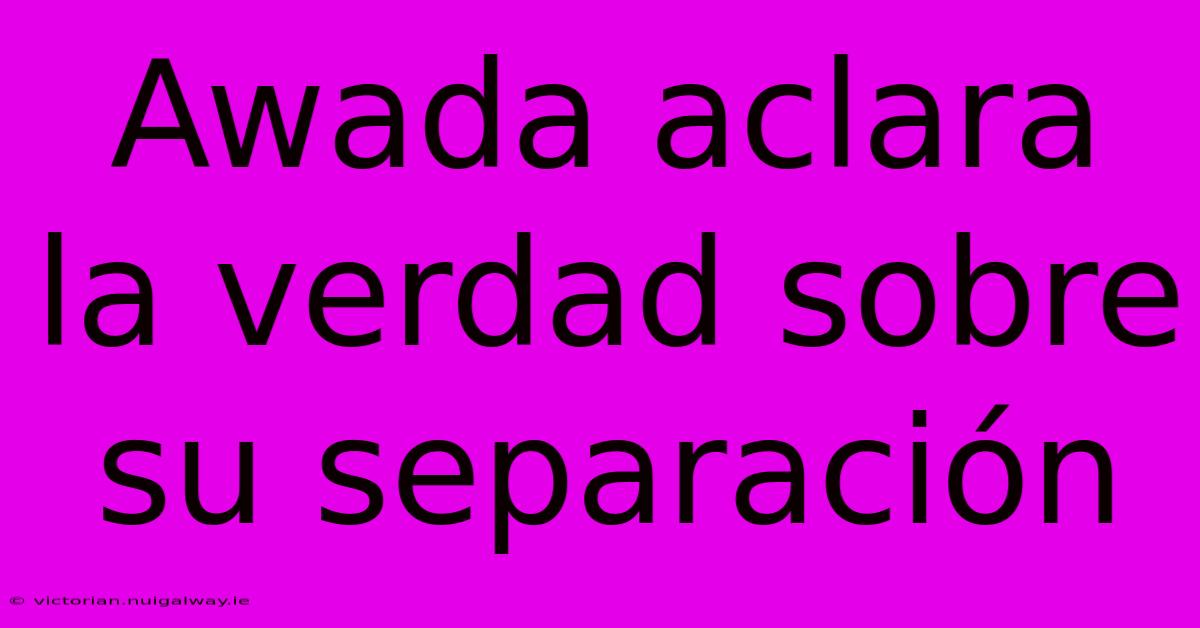 Awada Aclara La Verdad Sobre Su Separación 