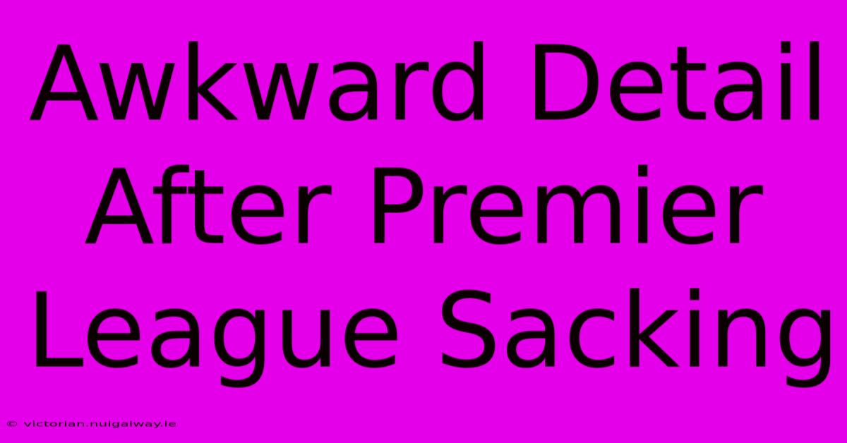 Awkward Detail After Premier League Sacking