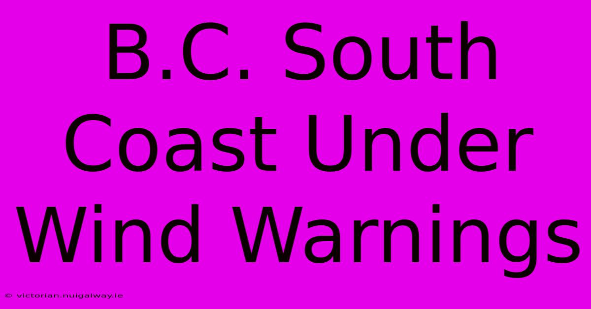 B.C. South Coast Under Wind Warnings