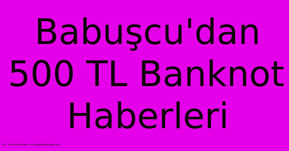 Babuşcu'dan 500 TL Banknot Haberleri