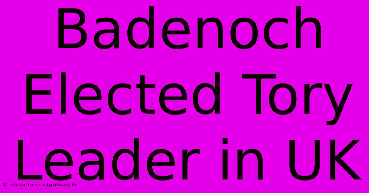 Badenoch Elected Tory Leader In UK