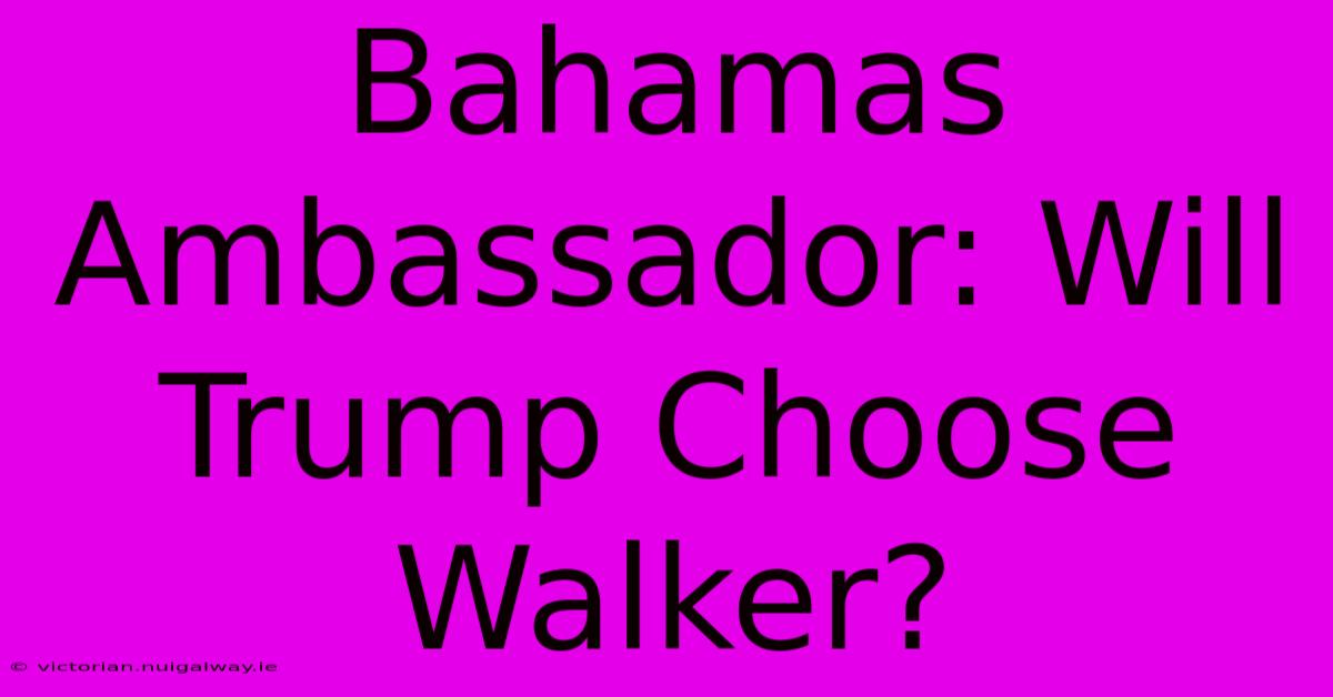 Bahamas Ambassador: Will Trump Choose Walker?