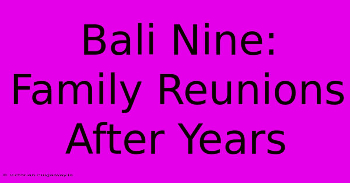 Bali Nine: Family Reunions After Years