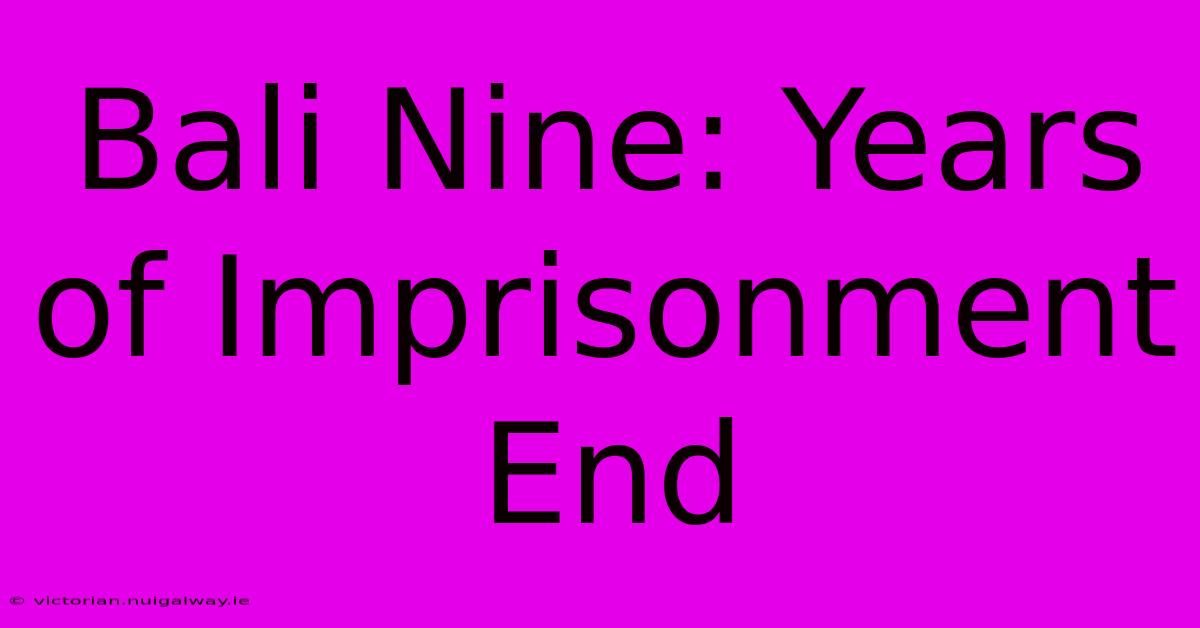 Bali Nine: Years Of Imprisonment End