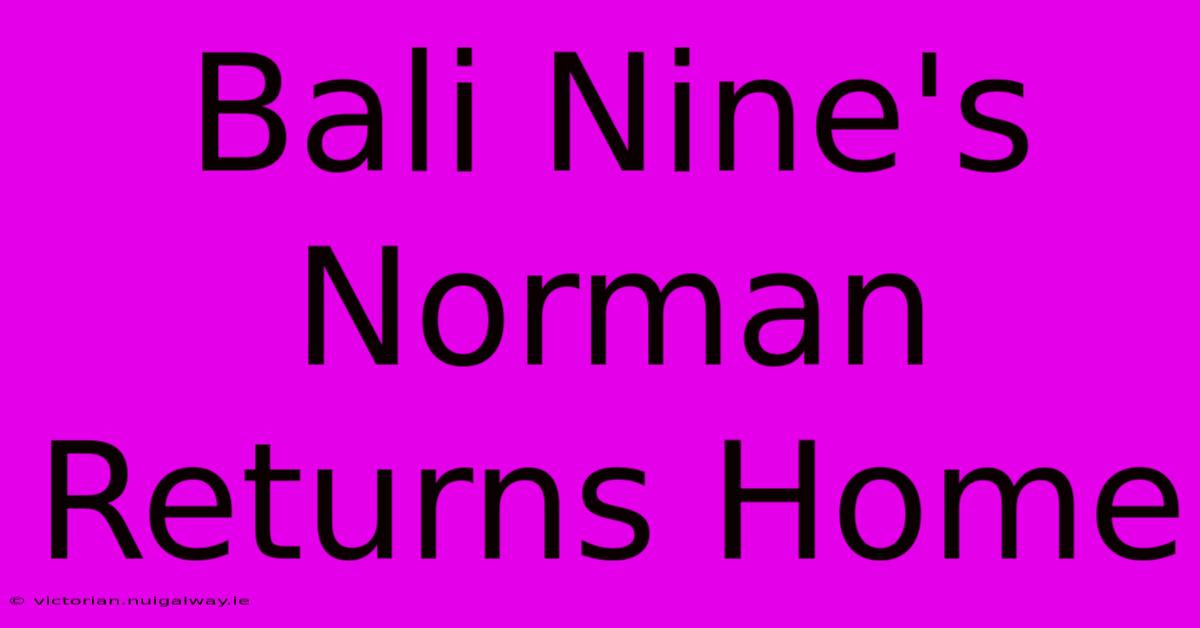 Bali Nine's Norman Returns Home