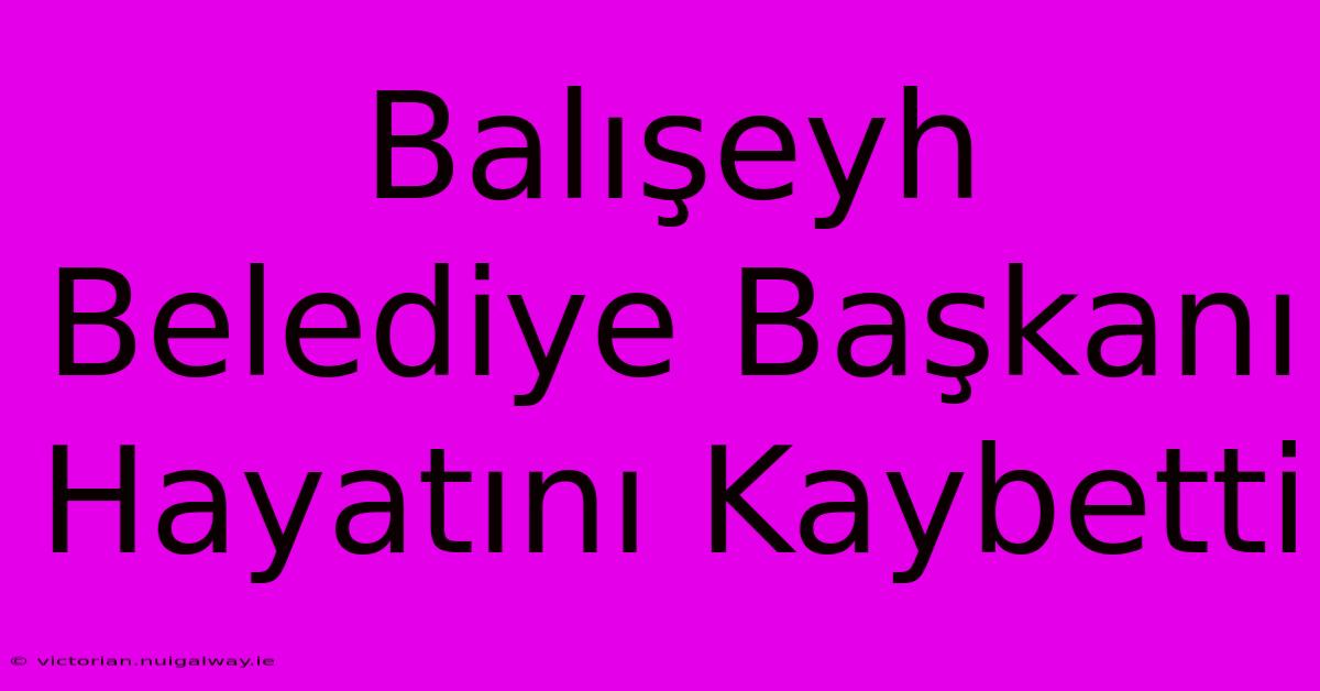 Balışeyh Belediye Başkanı Hayatını Kaybetti