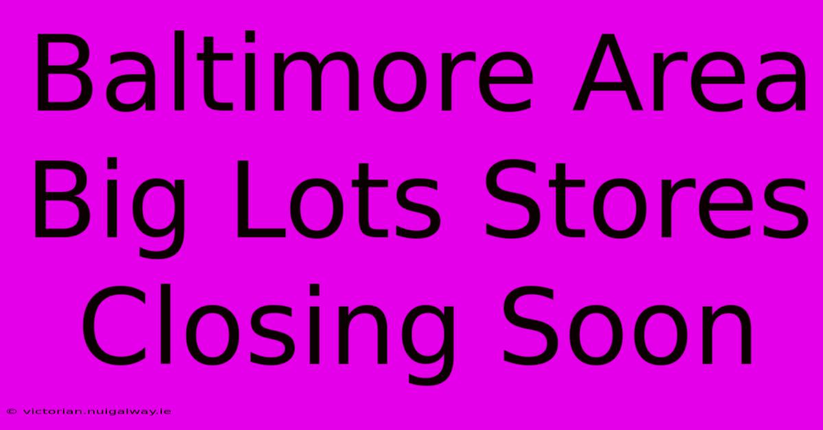 Baltimore Area Big Lots Stores Closing Soon