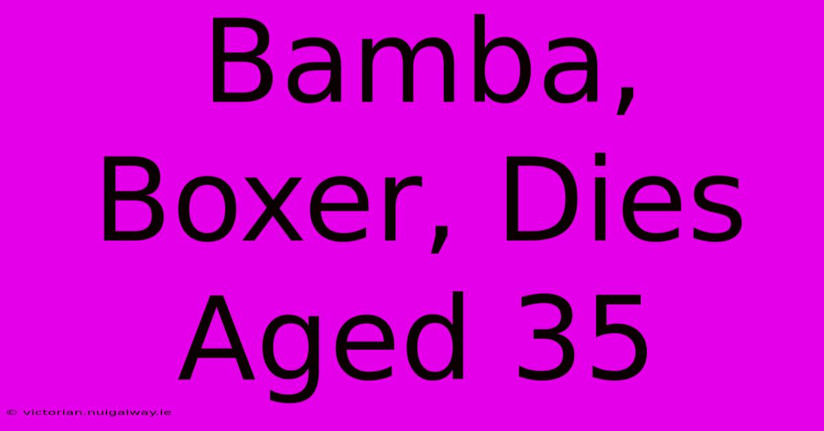 Bamba, Boxer, Dies Aged 35