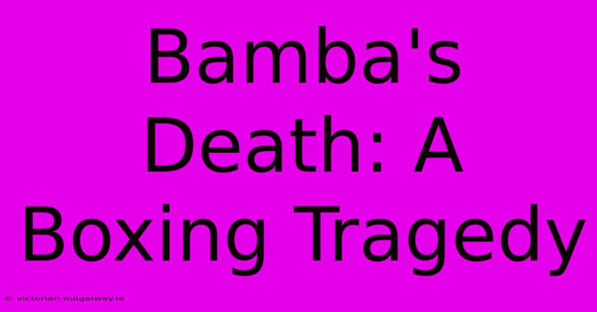 Bamba's Death: A Boxing Tragedy