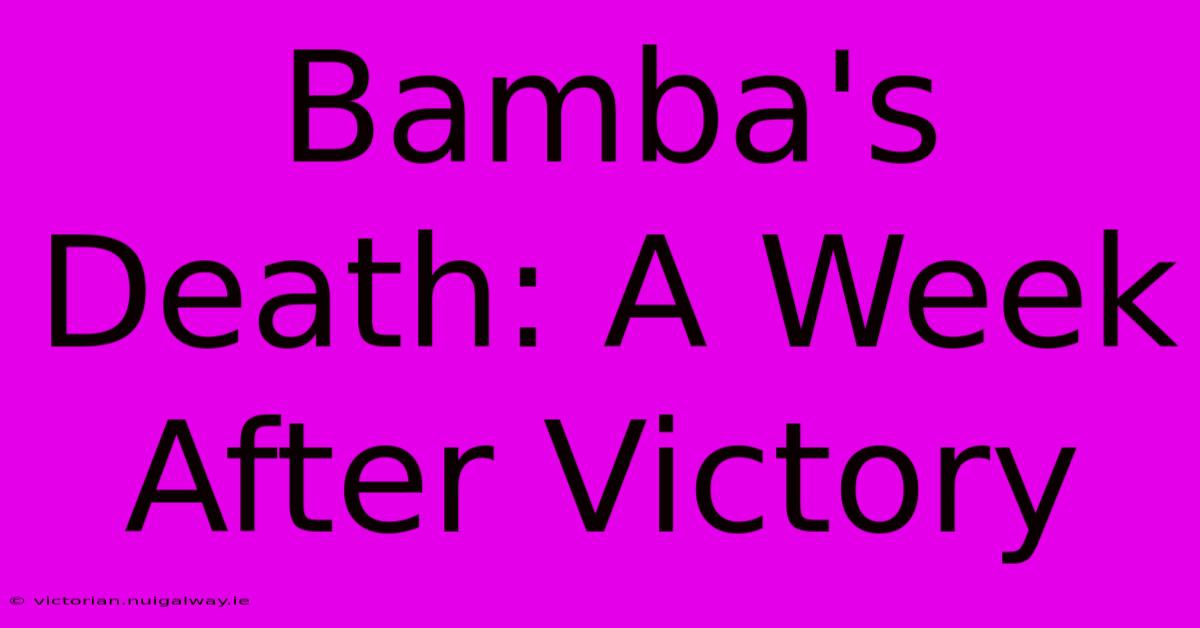 Bamba's Death: A Week After Victory