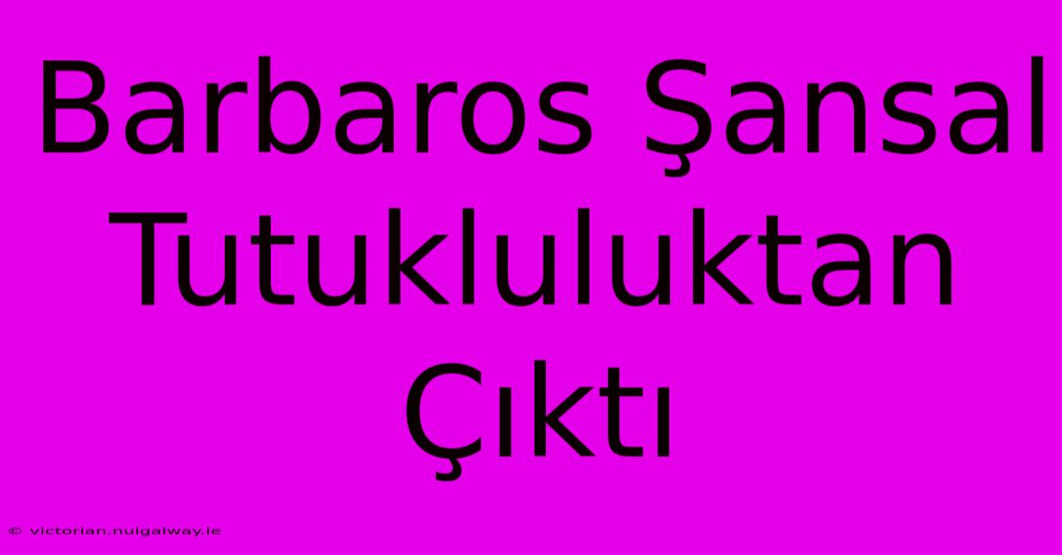 Barbaros Şansal Tutukluluktan Çıktı