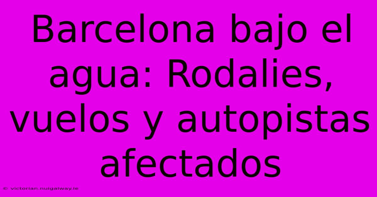 Barcelona Bajo El Agua: Rodalies, Vuelos Y Autopistas Afectados 