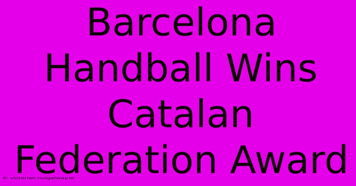 Barcelona Handball Wins Catalan Federation Award 